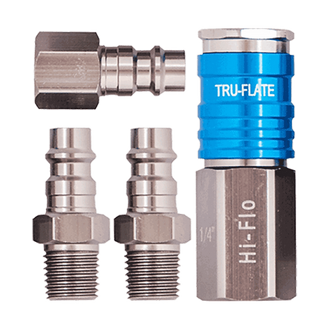 Tru-flate  1/4 HI FLO Design x 1/4 NPT Aluminum Plug/Coupler Set