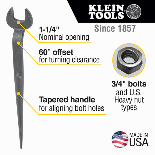 Klein Spud Wrench Nominal Opening for Heavy Nut
