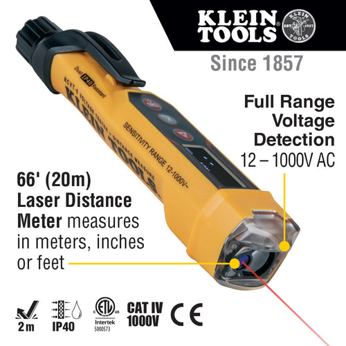 Klein Non-Contact Voltage Tester Pen with Laser Distance Meter
