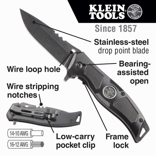 Klein Electrician’s Bearing-Assisted Open Pocket Knife