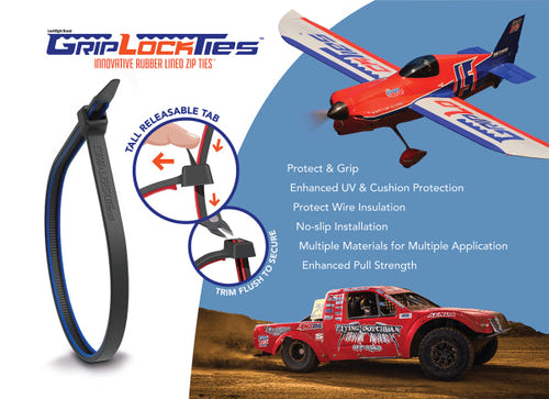 GripLockTies™ 12 inch 70 pound UV Black and Blue 40 bag