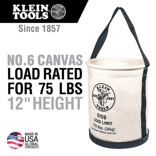 Klein Canvas Bucket Wide-Opening Straight-Wall Molded Bottom