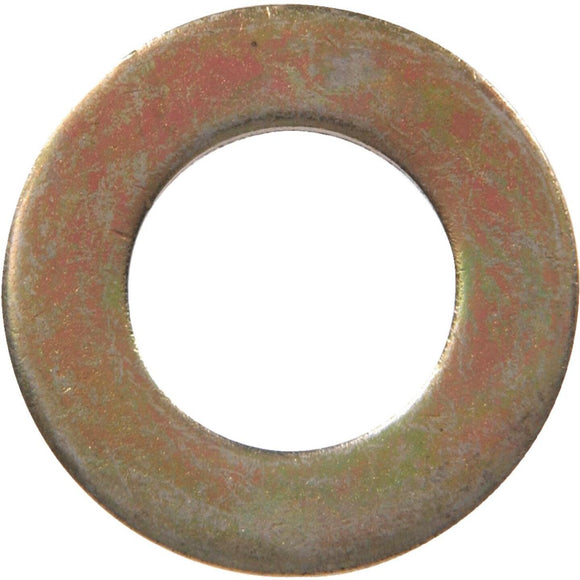 Hillman 1/4 In. SAE Hardened Steel Yellow Dichromate Flat Washer (100 Ct.)